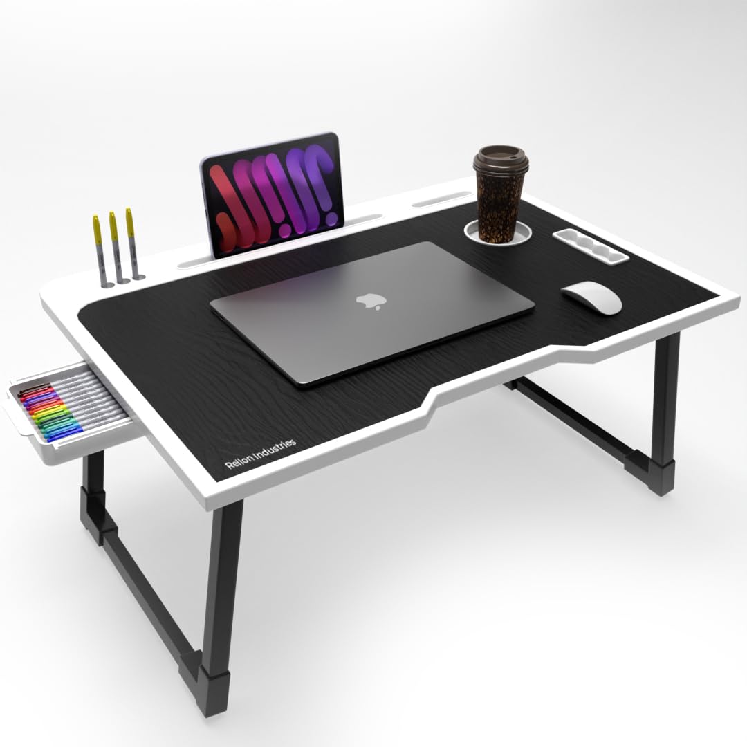 Rellon Industries Study Table for Students Bed Table for Study Foldable Laptop Table Portable & Lightweight Mini Table Bed Reading Table,Laptop Stands, Laptop Desk (A2)