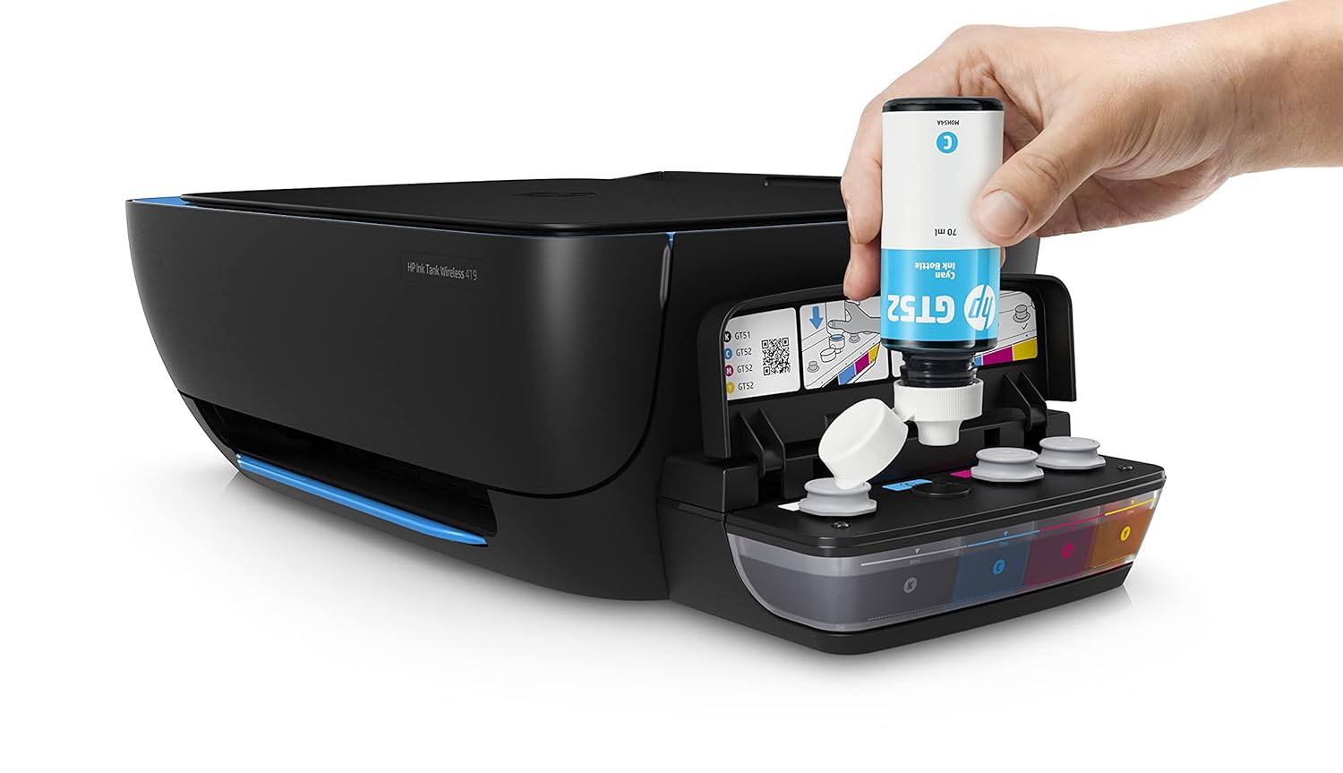 HP Ink Tank 419 All-in-one WiFi Colour Printer with 1 Additional Black Ink Bottle in The Box, Print, Scan & Copy for Office/Home
