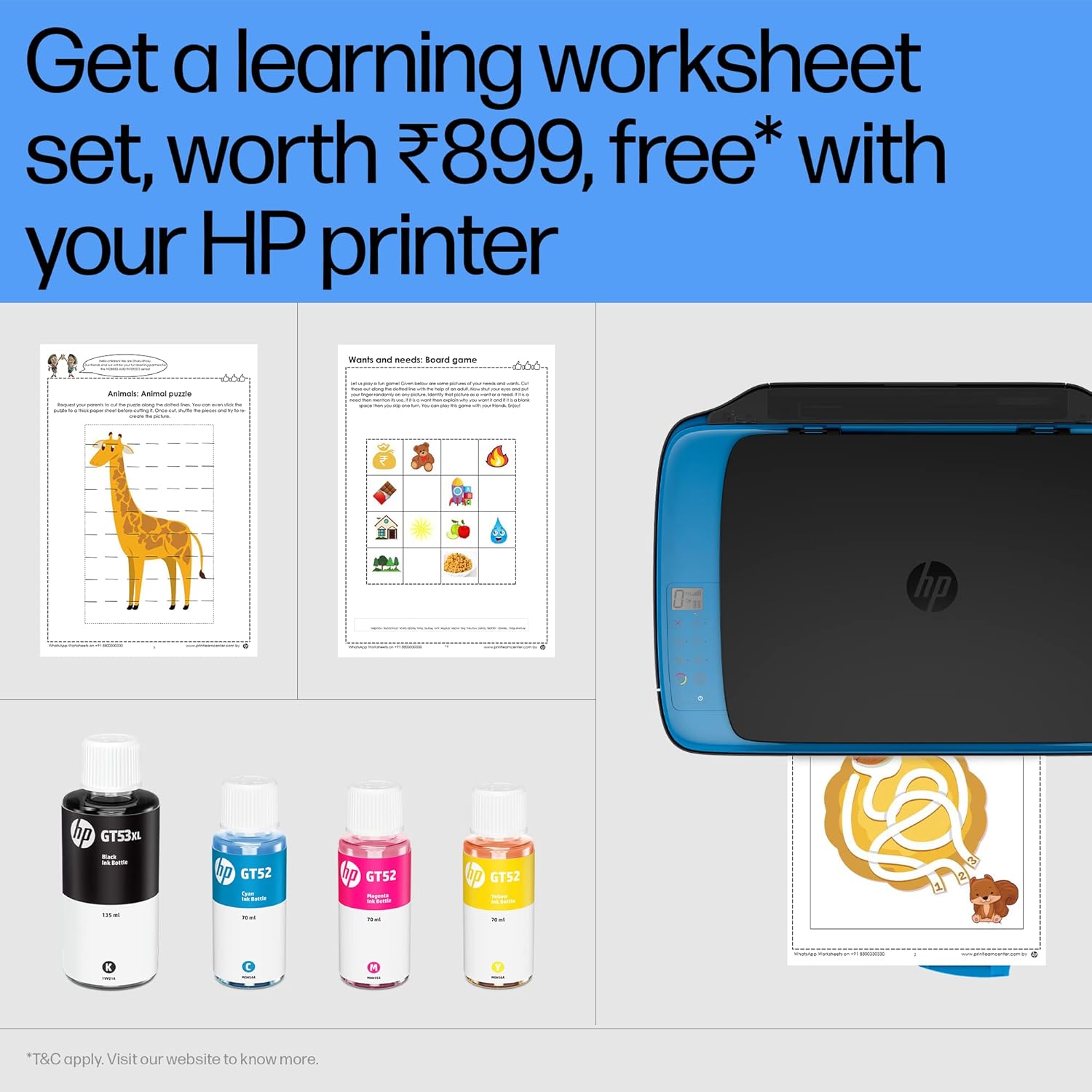 HP Ink Tank 419 All-in-one WiFi Colour Printer with 1 Additional Black Ink Bottle in The Box, Print, Scan & Copy for Office/Home