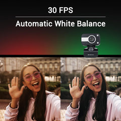 Zebronics Zeb-Crystal Clear Web Camera with 3P Lens,Built-in Microphone,Auto White Balance,Night Vision and Manual Switch for LED (Black)
