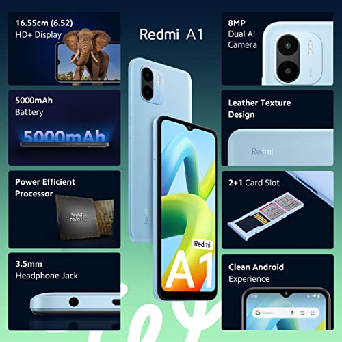 (Refurbished) Redmi A1 (Black, 2GB RAM, 32GB Storage) | Segment Best AI Dual Cam | 5000mAh Battery (Refurbished) Redmi A1 (Black, 2GB RAM, 32GB Storage) | Segment Best AI Dual Cam | 5000mAh Battery