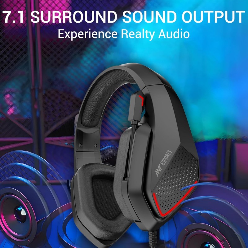 (Refurbished) Ant Esports H590 7.1 Surround Sound Gaming Headset USB Wired Over-Ear