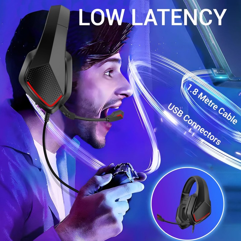 (Refurbished) Ant Esports H590 7.1 Surround Sound Gaming Headset USB Wired Over-Ear