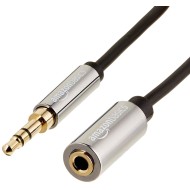 Amazon Basics Male to Female Stereo Audio Cable (Aux Extension Cable) with Gold Plated Connectors- 6 Feet (3.5mm) - Amazon Basics Male to Female Stereo Audio Cable (Aux Extension Cable) with Gold Plated Connectors- 6 Feet (3.5mm) -