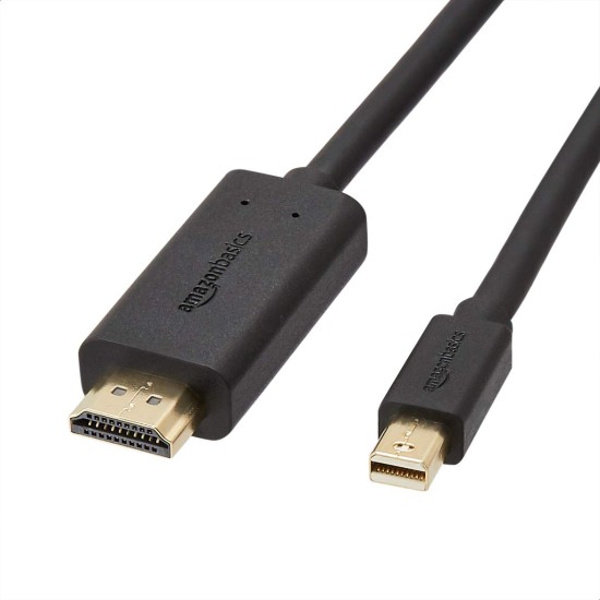 Amazon Basics Mini Display Port to HDMI Cable - 6 Feet (Full HD - 1080P), Gold Amazon Basics Mini Display Port to HDMI Cable - 6 Feet (Full HD - 1080P), Gold