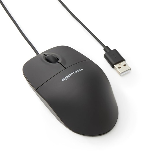 AmazonBasics 3-Button USB Wired Mouse (Black) - 1.5 M Cable AmazonBasics 3-Button USB Wired Mouse (Black) - 1.5 M Cable