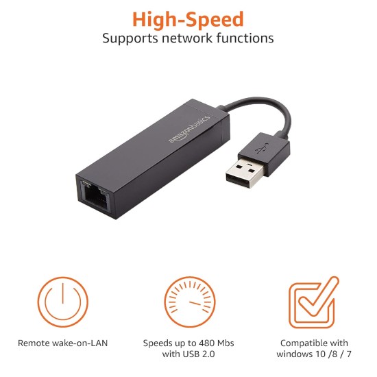 AmazonBasics USB 2.0 to 10/100 Ethernet LAN Network Adapter AmazonBasics USB 2.0 to 10/100 Ethernet LAN Network Adapter