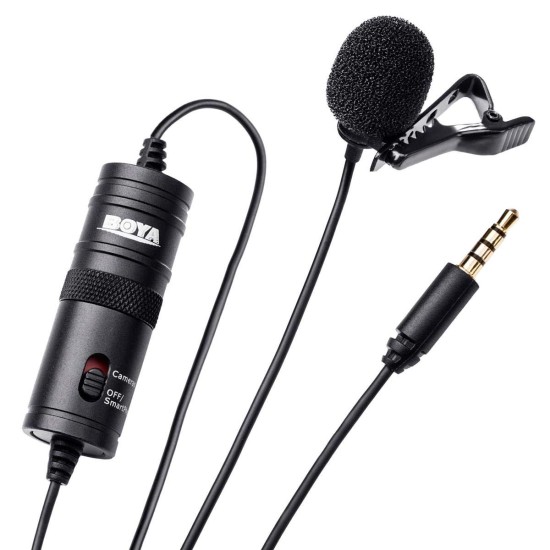 Boya ByM1 Auxiliary Omnidirectional Lavalier Condenser Microphone with 20ft Audio Cable (Black) Boya ByM1 Auxiliary Omnidirectional Lavalier Condenser Microphone with 20ft Audio Cable (Black)