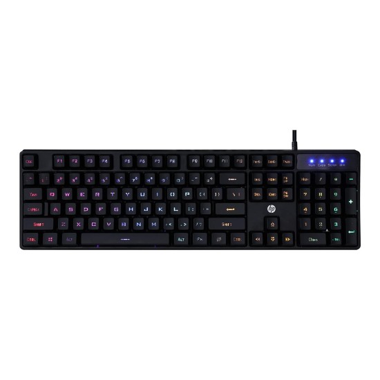 HP K300 Backlit Membrane Wired Gaming Keyboard with Mixed Color Lighting, 4 LED Indicators, Matte Finish Double Injection Key HP K300 Backlit Membrane Wired Gaming Keyboard with Mixed Color Lighting, 4 LED Indicators, Matte Finish Double Injection Key