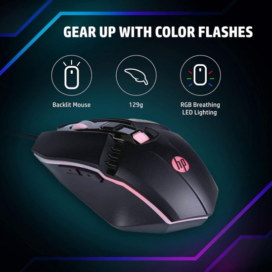 HP M270 Backlit USB Wired Gaming Mouse with 6 Buttons, 4-Speed Customizable 2400 DPI, Ergonomic Desi Black HP M270 Backlit USB Wired Gaming Mouse with 6 Buttons, 4-Speed Customizable 2400 DPI, Ergonomic Desi Black