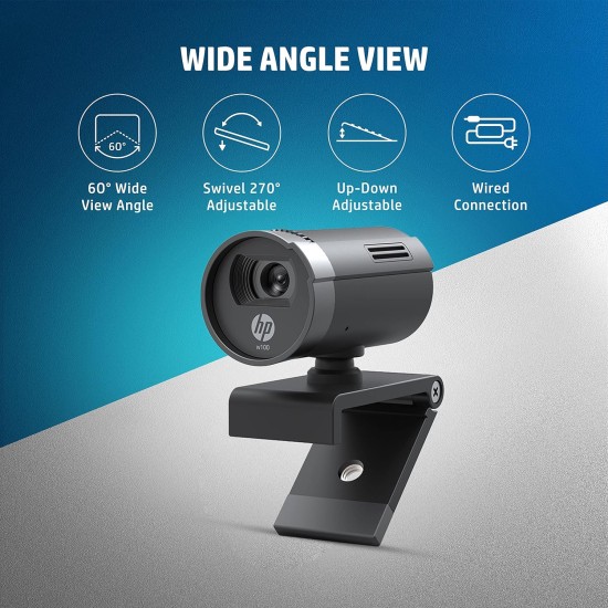 HP w100 480P 30 FPS Digital Webcam with Built-in Mic, Plug and Play Setup, Wide-Angle View for Video Calling (Black) HP w100 480P 30 FPS Digital Webcam with Built-in Mic, Plug and Play Setup, Wide-Angle View for Video Calling (Black)