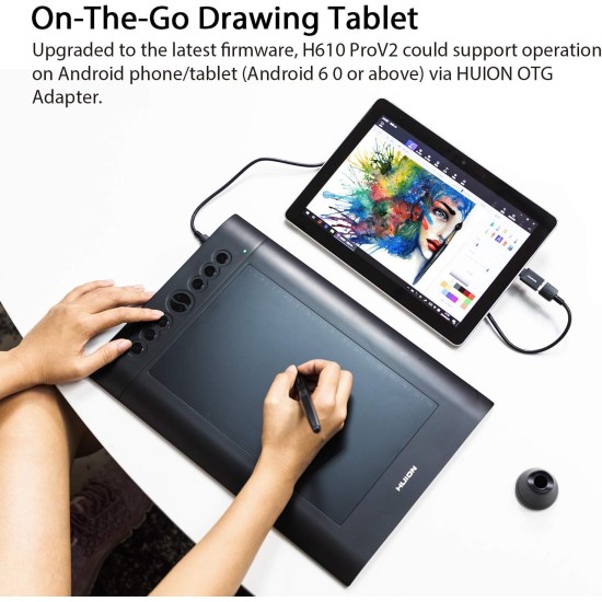 Insiprpy H610 Pro V2 Android Support Graphics Drawing Tablet with Battery-Free Stylus Tilt 8192 Pen Pressure 8 Press Keys for Art Animation Beginner-10inch Insiprpy H610 Pro V2 Android Support Graphics Drawing Tablet with Battery-Free Stylus Tilt 8192 Pen Pressure 8 Press Keys for Art Animation Beginner-10inch