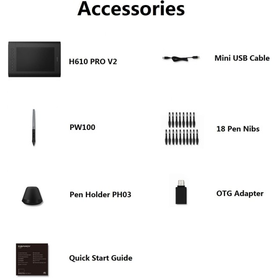 Insiprpy H610 Pro V2 Android Support Graphics Drawing Tablet with Battery-Free Stylus Tilt 8192 Pen Pressure 8 Press Keys for Art Animation Beginner-10inch Insiprpy H610 Pro V2 Android Support Graphics Drawing Tablet with Battery-Free Stylus Tilt 8192 Pen Pressure 8 Press Keys for Art Animation Beginner-10inch