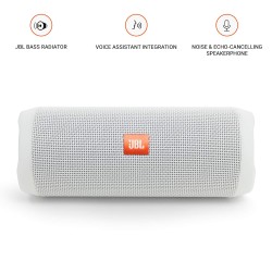 JBL Flip 4, Wireless Portable Bluetooth Speaker with Mic, Signature Sound with Bass Radiator, Vibrant Colors (White) JBL Flip 4, Wireless Portable Bluetooth Speaker with Mic, Signature Sound with Bass Radiator, Vibrant Colors (White)