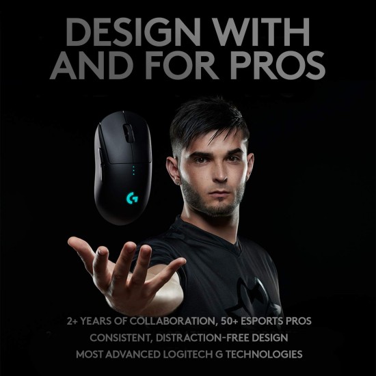 Logitech G PRO Wireless Gaming Mouse, Hero 25K Sensor, 25,600 DPI, RGB, Ultra Lightweight, 4-8 Programmable Buttons, Black Logitech G PRO Wireless Gaming Mouse, Hero 25K Sensor, 25,600 DPI, RGB, Ultra Lightweight, 4-8 Programmable Buttons, Black