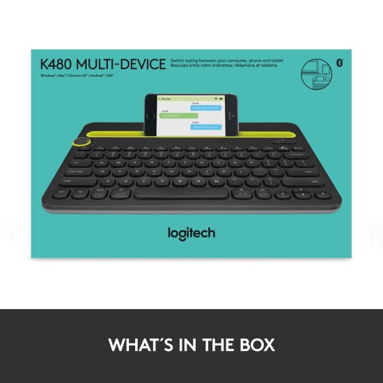 Logitech K480 Wireless Multi-Device Keyboard For Windows, Macos, With Pc, Mac, Laptop, Smartphone, Tablet - Black Logitech K480 Wireless Multi-Device Keyboard For Windows, Macos, With Pc, Mac, Laptop, Smartphone, Tablet - Black