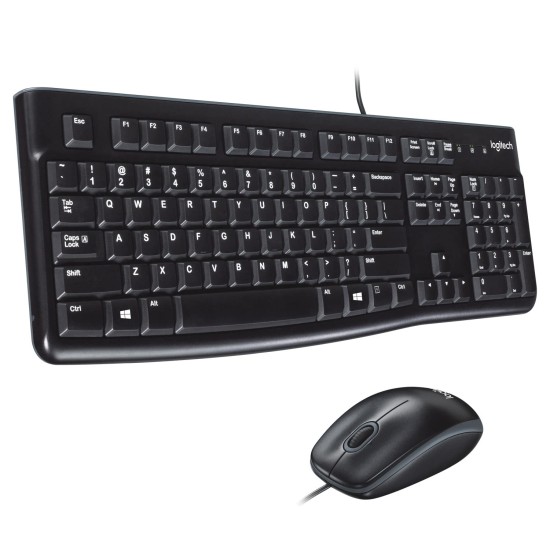 Logitech MK120 Wired USB Keyboard and Mouse Set for Windows, Optical Wired Mouse - Black Logitech MK120 Wired USB Keyboard and Mouse Set for Windows, Optical Wired Mouse - Black