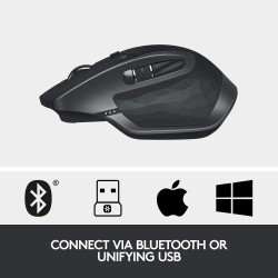 Logitech MX Master 2S Wireless Mouse, Multi-Device, Bluetooth or 2.4GHz Wireless with USB OS - Black Logitech MX Master 2S Wireless Mouse, Multi-Device, Bluetooth or 2.4GHz Wireless with USB OS - Black