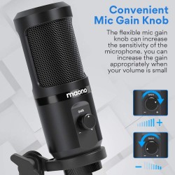 MAONO AU-PM461TR USB Condenser Unidirectional Mic for PC and Singing, Recording Microphone (Black) MAONO AU-PM461TR USB Condenser Unidirectional Mic for PC and Singing, Recording Microphone (Black)