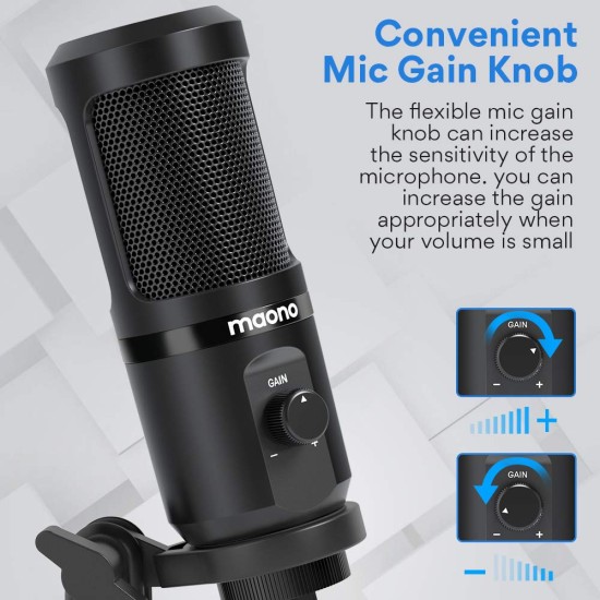 MAONO AU-PM461TR USB Condenser Unidirectional Mic for PC and Singing, Recording Microphone (Black) MAONO AU-PM461TR USB Condenser Unidirectional Mic for PC and Singing, Recording Microphone (Black)