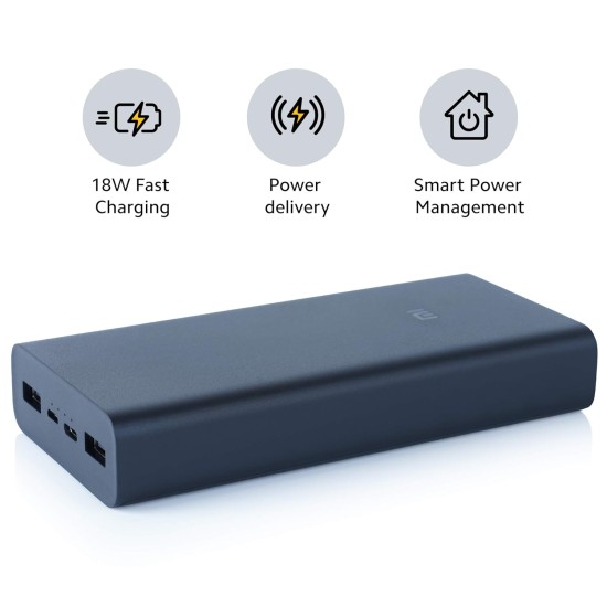 Mi Power Bank 3i 20000mAh (Sandstone Black) Triple Output and Dual Input Port 18W Fast Charging Mi Power Bank 3i 20000mAh (Sandstone Black) Triple Output and Dual Input Port 18W Fast Charging