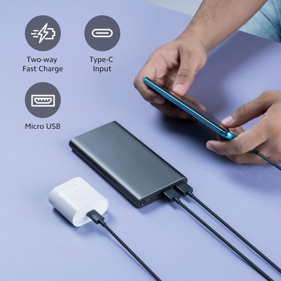Mi Power Bank 3i 20000mAh (Sandstone Black) Triple Output and Dual Input Port 18W Fast Charging Mi Power Bank 3i 20000mAh (Sandstone Black) Triple Output and Dual Input Port 18W Fast Charging