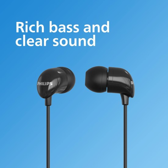 Philips Audio TAE1126 Wired in Ear Earphones with mic, 10 mm Driver, Powerful bass and Clear Sound, Black Philips Audio TAE1126 Wired in Ear Earphones with mic, 10 mm Driver, Powerful bass and Clear Sound, Black
