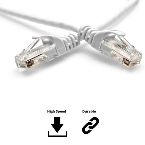 Quantum RJ45 Ethernet Patch/LAN/Router Cable with Gold Plated Connectors Supports Upto 1000Mbps - (3 Meters) - (White) Quantum RJ45 Ethernet Patch/LAN/Router Cable with Gold Plated Connectors Supports Upto 1000Mbps - (3 Meters) - (White)