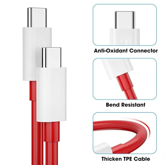 OnePlus Supervooc Type-C to Type-C Cable - Red,White OnePlus Supervooc Type-C to Type-C Cable - Red,White