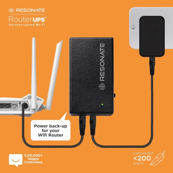 RESONATE RouterUPS CRU12V2A Router UPS Compatible with, Set Top Box, Alexa, Mini Camera RESONATE RouterUPS CRU12V2A Router UPS Compatible with, Set Top Box, Alexa, Mini Camera