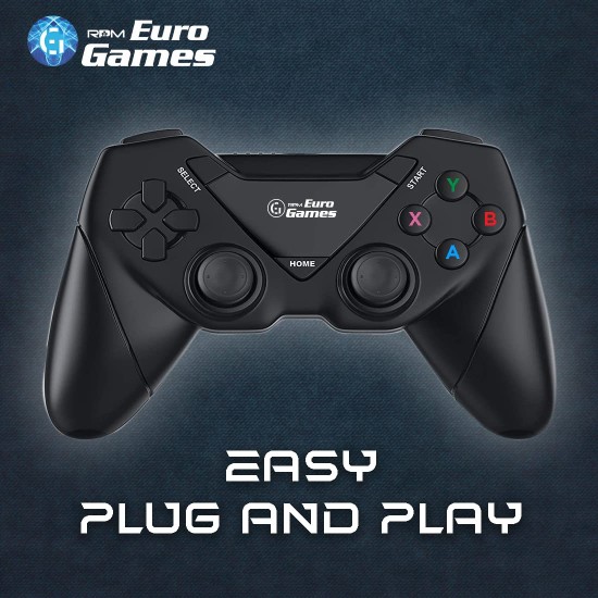 RPM Euro Games Laptop/PC Controller 2.4G Wireless Gamepad for Windows - 7, 8, 8.1,10, XP & PS3. Plug and Play with USB Dongle Connect RPM Euro Games Laptop/PC Controller 2.4G Wireless Gamepad for Windows - 7, 8, 8.1,10, XP & PS3. Plug and Play with USB Dongle Connect