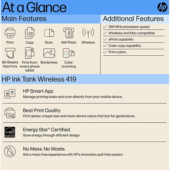 HP 419 All-in-One Wireless Ink Tank Color Printer (Refurbished) HP 419 All-in-One Wireless Ink Tank Color Printer (Refurbished)