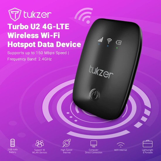 Tukzer 4G LTE Wireless Dongle with All SIM Network Support Plug & Play Data Card Stick with up to 150Mbps WiFi Hotspot (Black) Tukzer 4G LTE Wireless Dongle with All SIM Network Support Plug & Play Data Card Stick with up to 150Mbps WiFi Hotspot (Black)