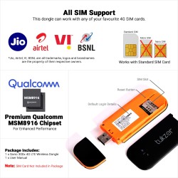 Tukzer 4G LTE Wireless USB Dongle Stick with All SIM Network Support Plug (Black) Tukzer 4G LTE Wireless USB Dongle Stick with All SIM Network Support Plug (Black)