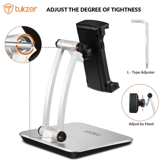 Tukzer Foldable Professional Tablet & Mobile Stand Holder with 360° Swivel & Height/Angle Adjustment (Grey) Tukzer Foldable Professional Tablet & Mobile Stand Holder with 360° Swivel & Height/Angle Adjustment (Grey)