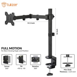 Tukzer Single 13 to 27-inch(33 to 68.5cm) LCD Monitor Desk Mount Stand l (TZ-T19) Tukzer Single 13 to 27-inch(33 to 68.5cm) LCD Monitor Desk Mount Stand l (TZ-T19)