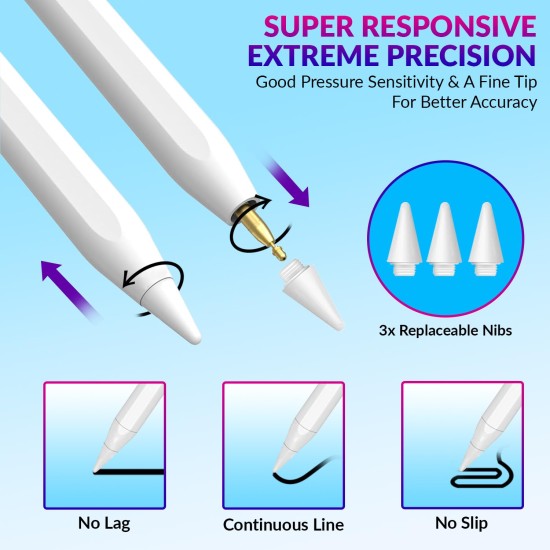 Tukzer Stylus Pen for iPad 2018-2023, iPad 10.2 Inch, Pro 11 Inch Palm Rejection & Tilt Sensitivity, Writing/Drawing (White) Tukzer Stylus Pen for iPad 2018-2023, iPad 10.2 Inch, Pro 11 Inch Palm Rejection & Tilt Sensitivity, Writing/Drawing (White)