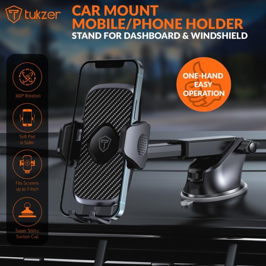 Tukzer Universal Car Mount Mobile Holder Stand| Strong Suction Cup, Double Shift Locking for Dashboard Windshield,Black Tukzer Universal Car Mount Mobile Holder Stand| Strong Suction Cup, Double Shift Locking for Dashboard Windshield,Black