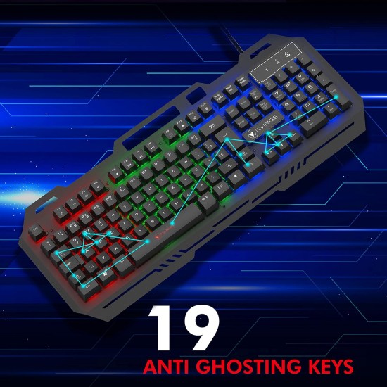 Wings USB Grind105 with Metallic casing, 19 Anti-ghosting Key and Letter Illumination Keyboard (Black) Wings USB Grind105 with Metallic casing, 19 Anti-ghosting Key and Letter Illumination Keyboard (Black)