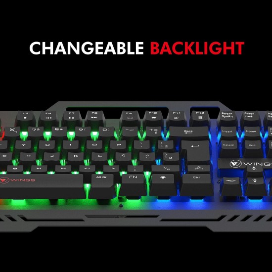 Wings USB Grind105 with Metallic casing, 19 Anti-ghosting Key and Letter Illumination Keyboard (Black) Wings USB Grind105 with Metallic casing, 19 Anti-ghosting Key and Letter Illumination Keyboard (Black)