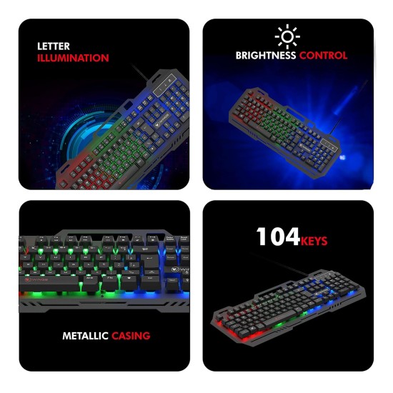 Wings USB Grind105 with Metallic casing, 19 Anti-ghosting Key and Letter Illumination Keyboard (Black) Wings USB Grind105 with Metallic casing, 19 Anti-ghosting Key and Letter Illumination Keyboard (Black)