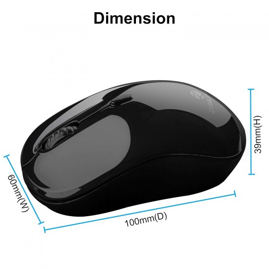 Zebronics Shine Wireless Optical Mouse - 2.4GHz with USB (Black) Zebronics Shine Wireless Optical Mouse - 2.4GHz with USB (Black)