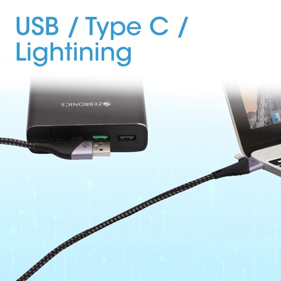 Zebronics UCLC65B 65 Watts PD Fast charging 4 in 1 cable with USB/Type C to Type C/Lightning connector Zebronics UCLC65B 65 Watts PD Fast charging 4 in 1 cable with USB/Type C to Type C/Lightning connector