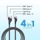 Zebronics UCLC65B 65 Watts PD Fast charging 4 in 1 cable with USB/Type C to Type C/Lightning connector Zebronics UCLC65B 65 Watts PD Fast charging 4 in 1 cable with USB/Type C to Type C/Lightning connector