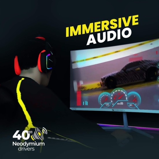 Zebronics ZEB-RUSH (Red) Premium Wired Gaming On Ear Headphone with RGB LEDs, Dual 3.5mm Jack, Zebronics ZEB-RUSH (Red) Premium Wired Gaming On Ear Headphone with RGB LEDs, Dual 3.5mm Jack,