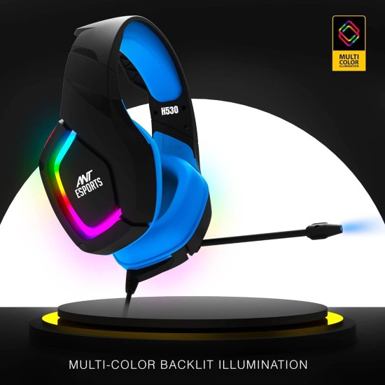 Ant Esports H530 Multi-Platform Pro RGB Gaming Headsetfor PC / PS4 / PS5 / Xbox One / Switch1 with mic, Black Blue Ant Esports H530 Multi-Platform Pro RGB Gaming Headsetfor PC / PS4 / PS5 / Xbox One / Switch1 with mic, Black Blue