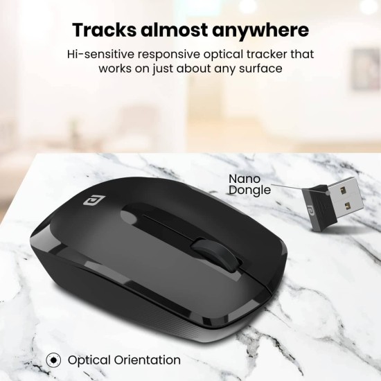 Portronics Toad 25 Wireless Mouse, 2.4 GHz with USB Nano Dongle, 1200 DPI (Black) Portronics Toad 25 Wireless Mouse, 2.4 GHz with USB Nano Dongle, 1200 DPI (Black)