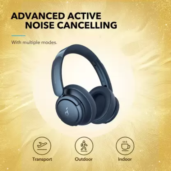 Soundcore by Anker Q35 Wireless Headphones, Multi-Mode Noise Cancellation, Over-Ear Bluetooth Headphones Blue Soundcore by Anker Q35 Wireless Headphones, Multi-Mode Noise Cancellation, Over-Ear Bluetooth Headphones Blue
