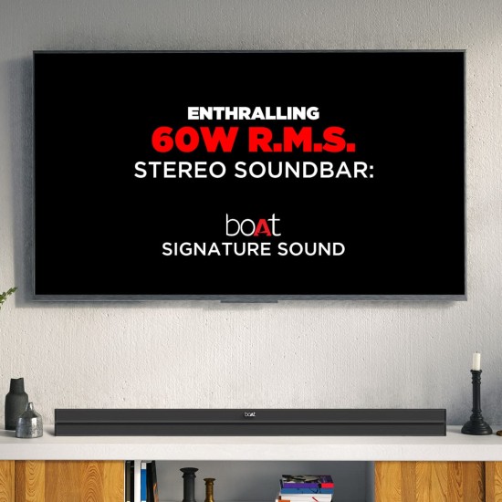 boAt AAVANTE Bar 1300 60W 2.0 Channel Bluetooth Soundbar Signature Sound, Multiple Connectivity Modes, (Premium Black) boAt AAVANTE Bar 1300 60W 2.0 Channel Bluetooth Soundbar Signature Sound, Multiple Connectivity Modes, (Premium Black)