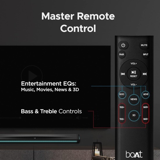 boAt Aavante Bar Stark Bluetooth Soundbar with 160W RMS Signature Sound, 2.1 Channel Wireless(Premium Black) boAt Aavante Bar Stark Bluetooth Soundbar with 160W RMS Signature Sound, 2.1 Channel Wireless(Premium Black)